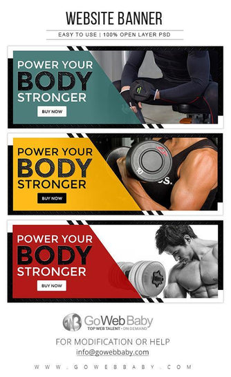 Website Banner - Gym and Fitness For Website Marketing - GoWebBaby.Com