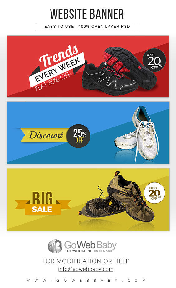 Website Banners - Men's Shoes Collection For Website Marketing - GoWebBaby.Com