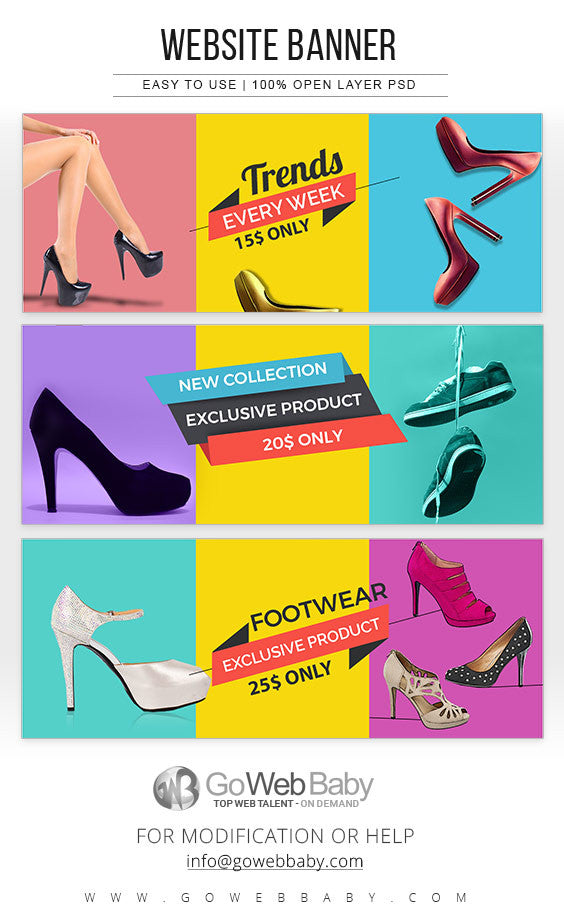 Website Banners - Women's Footwear For Website Marketing - GoWebBaby.Com